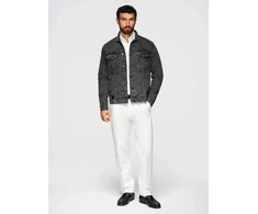 Men's denim jacket katana with washem - juodas V3 OM-JADJ-0219