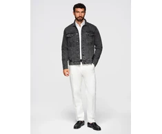 Men's denim jacket katana with washem - juodas V3 OM-JADJ-0219