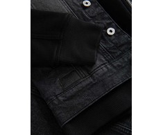 Men's denim jacket with knitted sleeves and hood - juodas V3 OM-JADJ-0220