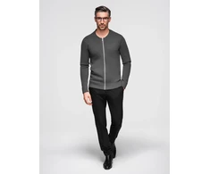 Men's plain zip sweater - graphite V2 OM-SWZS-0146