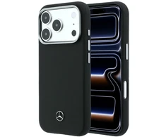 Dėklas Mercedes Leather Semi Wrap Grilis Pattern MagSafe Case for iPhone 17 Pro - Juodas