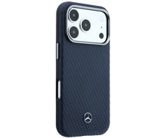 „Mercedes“ odinis pusiau apvyniojamas medžio imitacijos „MagSafe“ dėklas, skirtas „iPhone 17 Pro“ – tamsiai mėlynas Mėlyna