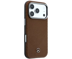 Mercedes PU Leather Semi Wrap MagSafe dėklas skirtas Apple iPhone 17 Pro Camel