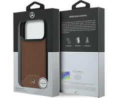 Mercedes-Benz „Leather Wood Effect and Curve“ dėklas su MagSafe, skirtas iPhone 17 Pro Max