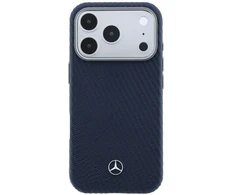 „Mercedes“ odinis pusiau apvyniojamas medžio imitacijos „MagSafe“ dėklas, skirtas „iPhone 17 Pro Max“ – tamsiai mėlynas Mėlyna