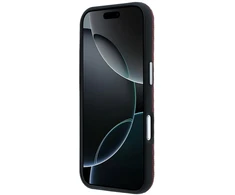„Mercedes“ odinis pusiau apvyniojamas medžio imitacijos „MagSafe“ dėklas, skirtas „iPhone 17 Pro“ – Raudona