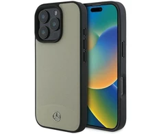 Mercedes MB tekstūruotos ir paprastos odos MagSafe dėklas Apple iPhone 16 Pro Max - smėlio spalvos