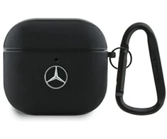 Mercedes MEA4CSLBK AirPods 4 dėklas juodos spalvos Leather Metal Logo
