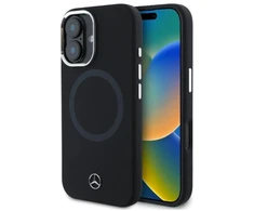 Mercedes MEHMP16S23SUTTK Apple iPhone 16 6.1″ juodos spalvos kietas dėklas Silicone Tonal Logo MagSafe
