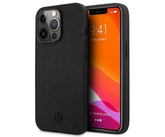 Mercedes MEHCP13LMBLBK Apple iPhone 13 Pro /13 6,1″ juodos spalvos kietas dėklas Leather Meshed Metal Logo