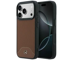 Dėklas Mercedes Leather Wood Effect and Curve MagSafe iPhone 17 Pro Max camel