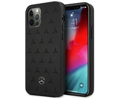 Mercedes MEHCP12LPSQBK Apple iPhone 12 Pro Max 6,7″ juodos spalvos kietas dėklas Leather Stars Pattern