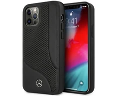 Mercedes MEHCP12LCDOBK Apple iPhone 12 Pro Max 6,7″ juodos spalvos kietas dėklas Leather Perforated Area