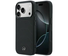 Dėklas Mercedes Leather Mesh with Bow Line MagSafe iPhone 17 Pro Max juodos spalvos
