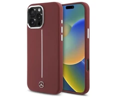 Mercedes MEHMP16X23SUMSR Apple iPhone 16 Pro Max 6.9″ red kietas dėklas Silicone baltos spalvos Stripe MagSafe