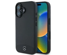 Mercedes MEHMP16S23RBARK Apple iPhone 16 6.1″ juoda/juodos spalvos kietas dėklas Textured And Plain Leather MagSafe
