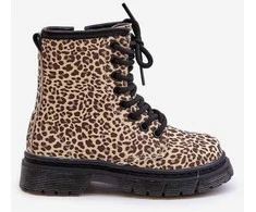 mergaitiški batai Nelanna su leopardo raštu bei smėline spalva