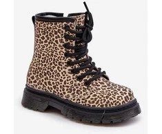 mergaitiški batai Nelanna su leopardo raštu bei smėline spalva