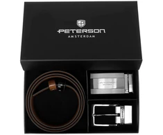 Meski komplektas prezentowy skóra naturalna Peterson PTN KL-B007-S001 Juodas-BROWN