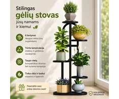 Metalinis augalų stovas 6 vazonams, 90 cm
