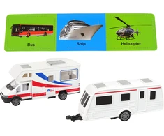Lean Toys Kelionių automobilis su priekaba, baltas