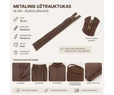 Metalinis užtrauktukas 18 cm – tamsiai rudos spalvos