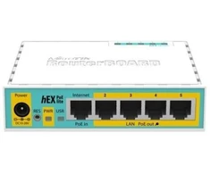 Mikrotik hEX PoE lite „Fast Ethernet“ maršrutizatorius, baltas