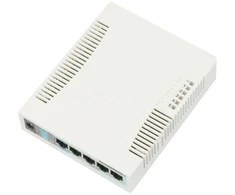 Ausinės Mikrotik RB260GS gigabitinis eterneto maršrutizatorius (10/100/1000) su PoE palaikymu, baltas