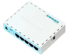 Mikrotik RB750GR3 gigabitinis eterneto maršrutizatorius, turkio ir baltos spalvos