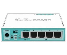 Mikrotik RB750GR3 gigabitinis eterneto maršrutizatorius, turkio ir baltos spalvos