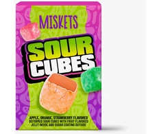 Miskets rūgštūs kubeliai obuolių, apelsinų ir braškių skonio 50g x 8 vnt. x 6 ekspozicija (TR)
