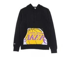 Mitchell &amp; Ness NBA apkarpyto logotipo Los Angeles Lakers bliuzonas su gobtuvu juodas