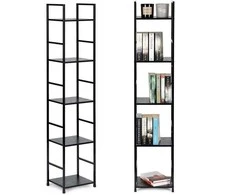 Moderni medinė lentyna su metaliniu rėmu, keturių lentynų, LOFT stilius, juoda, ModernHome