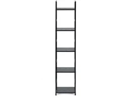 Moderni medinė lentyna su metaliniu rėmu, keturių lentynų, LOFT stilius, juoda, ModernHome
