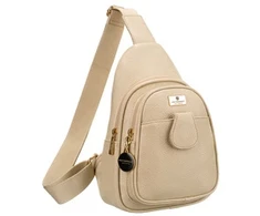 Modna i funkcjonalna smėlio sp. saszetka damska crossbody su eko skóry Peterson