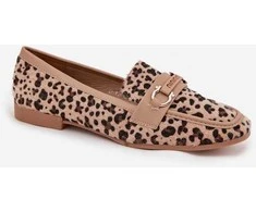 Mokasinai smėlio spalvos su leopardiniu raštu