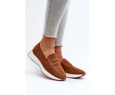 mokasinai su platforma iš Eco Suede Camel Inesqua