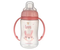 CANPOL 56/512_pink2 Treniruočių puodelis su minkštu snapeliu 320 ml MIELI GYVŪNAI