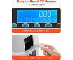 VEVOR Euro monetų rūšiuoklė su LCD ekranu