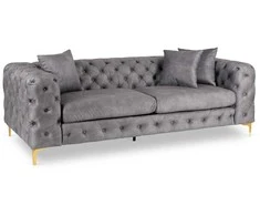 Sorentas MORRENTO trivietė sofa, pilka, aksominė, modernus žavesys