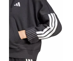 Moterims skirtas adidas Essentials 3 juostelių French Terry džemperis su puseniu užtrauktuku, juodas JN1956