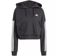 Moterims skirtas adidas Essentials 3 juostelių French Terry džemperis su puseniu užtrauktuku, juodas JN1956