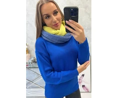 Moteriška dviejų spalvų kaklo mova, kivio ir džinso spalvos