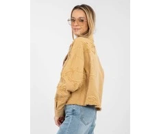 Moteriška džinsinė striukė smėlio spalvos
