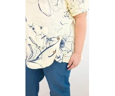 Moteriška geltona Plus Size palaidinė trumpomis rankovėmis su kišene
