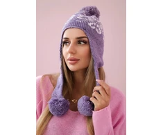 Moteriška ilgaausė kepurė Balbina, šviesiai violetinės spalvos