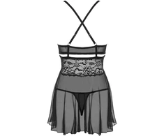 Moteriška juoda babydoll su stringais