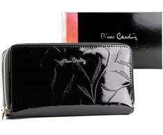 Moteriška juoda lakinė piniginė su užtrauktuku Pierre Cardin