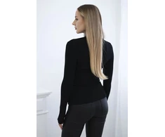 Moteriška juoda palaidinė su cirkonio motyvu