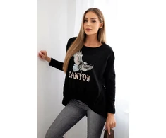 Moteriška juoda palaidinė su erelio ir Canyon užrašu